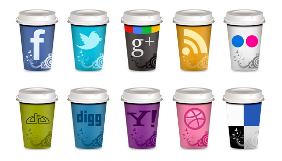 Takeout Coffee Cup Social Icons