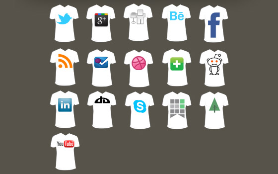 T-shirt sosyal medya ikon seti